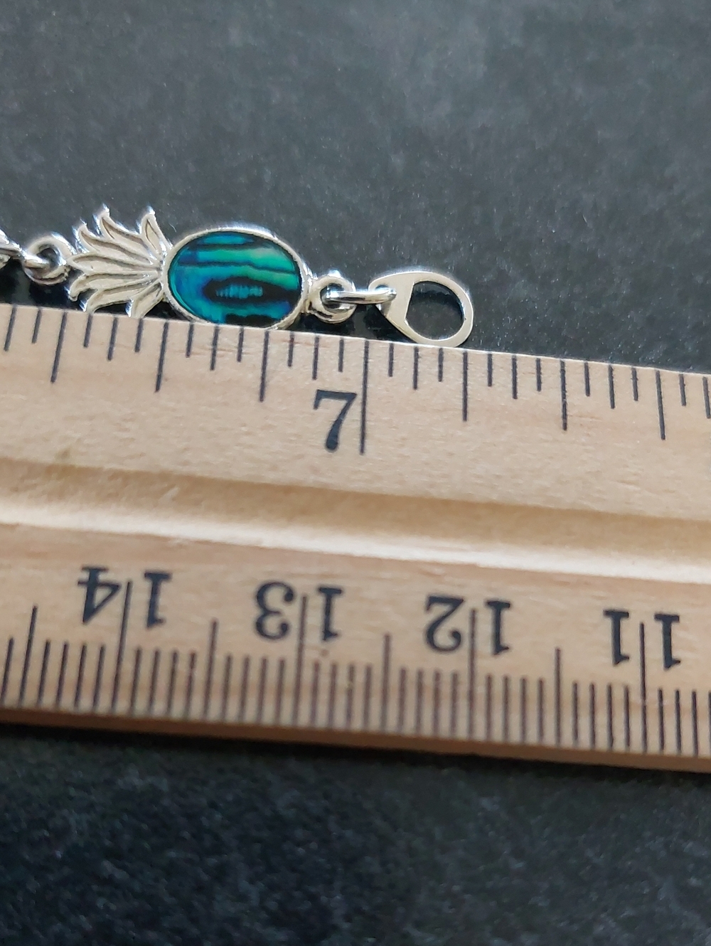 ๐5/$25 Vintage SJ Signed Silvertone Abalone Pineapple Link Bracelet 7.25" - Picture 5 of 5